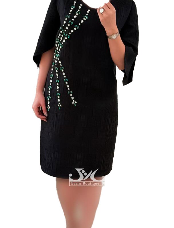 پیراهن مجلسی ژاکارد سنگدوزی