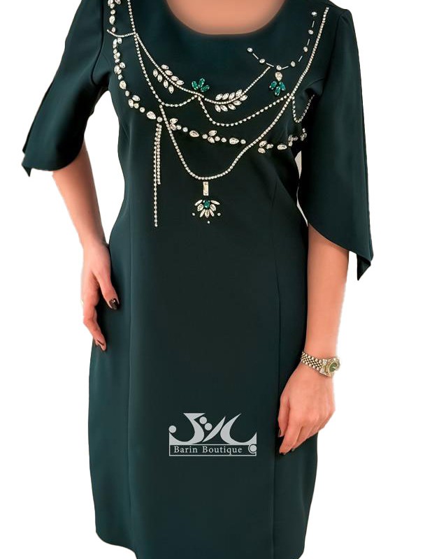 پیراهن مجلسی کرپ سبز