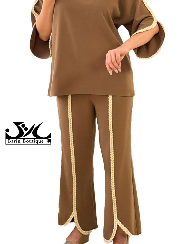 ست بلوز شلوار کرپ با نوار شنل