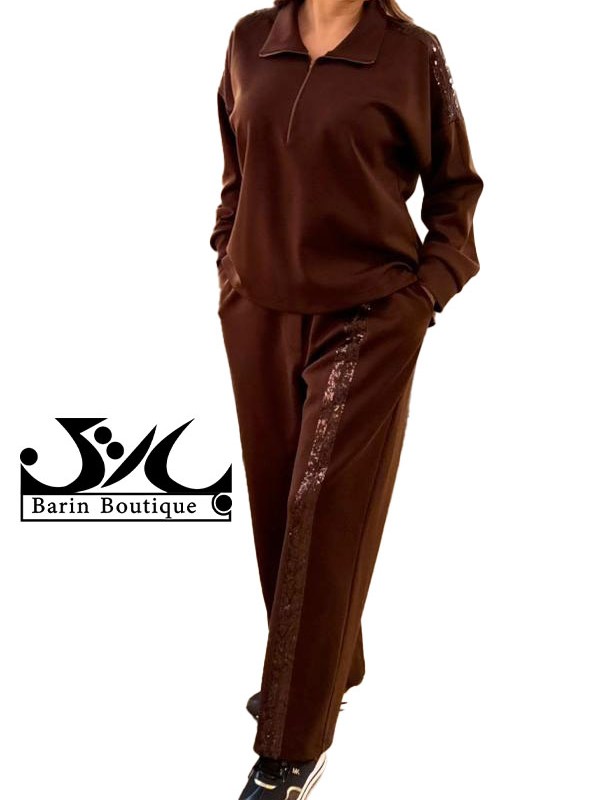 ست بلوز شلوار کرپ نوار پولک