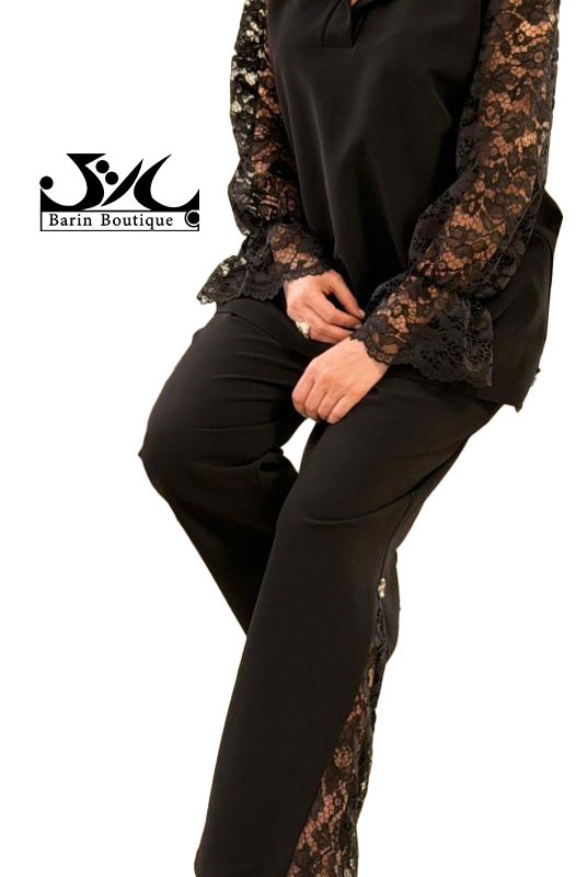 ست بلوز شلوار زنانه کرپ و گیپور