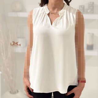 تاپ یقه مرواریدی