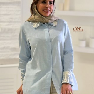 شومیز مانتویی نخی ابی