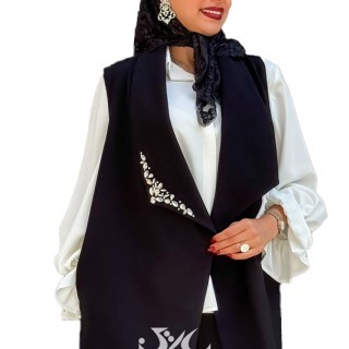 وست زنانه کرپ تکه دوزی با جواهر