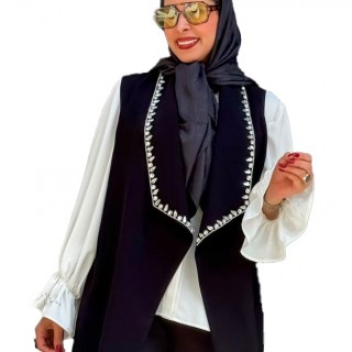 وست زنانه یقه بلند سنگدوزی