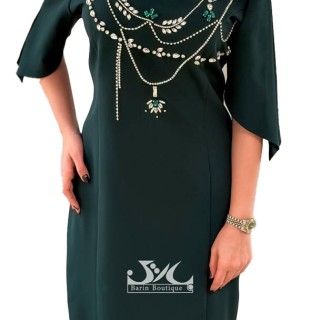 پیراهن مجلسی کرپ سبز