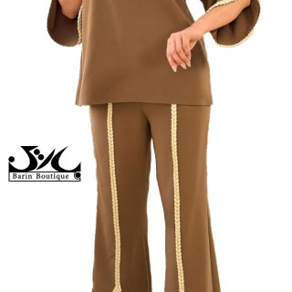 ست بلوز شلوار کرپ با نوار شنل