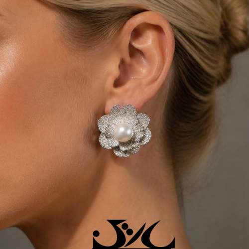 گوشواره مرواریدی مدل بابونه
