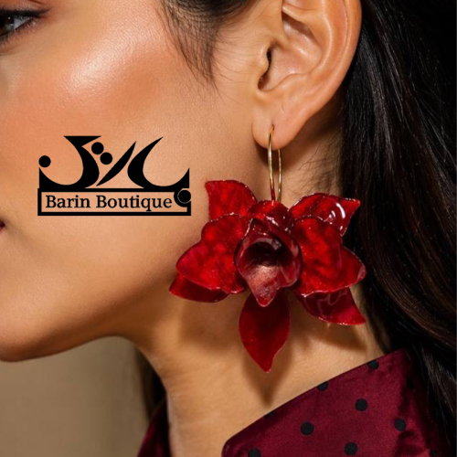 گوشواره رزینی گل قرمز