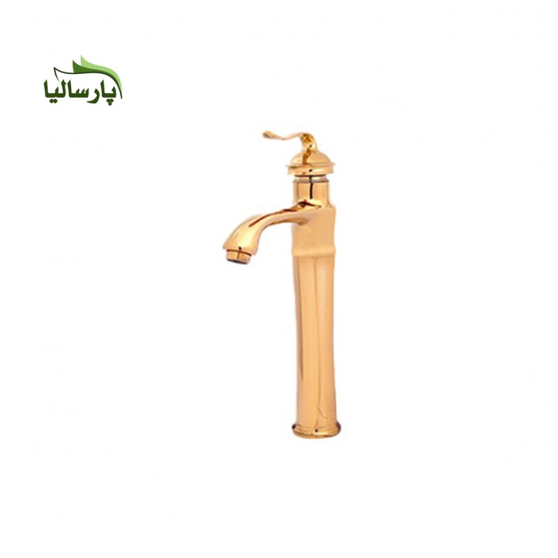 شیر روشویی پایه بلند سکه مدل هلن طلایی مات