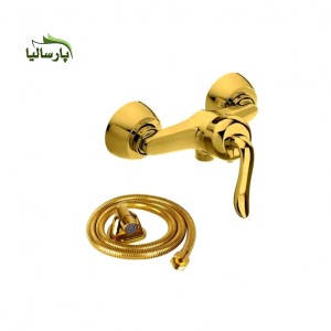 مجموعه دو عددی شیر توالت قاجاری طلایی به همراه شلنگ