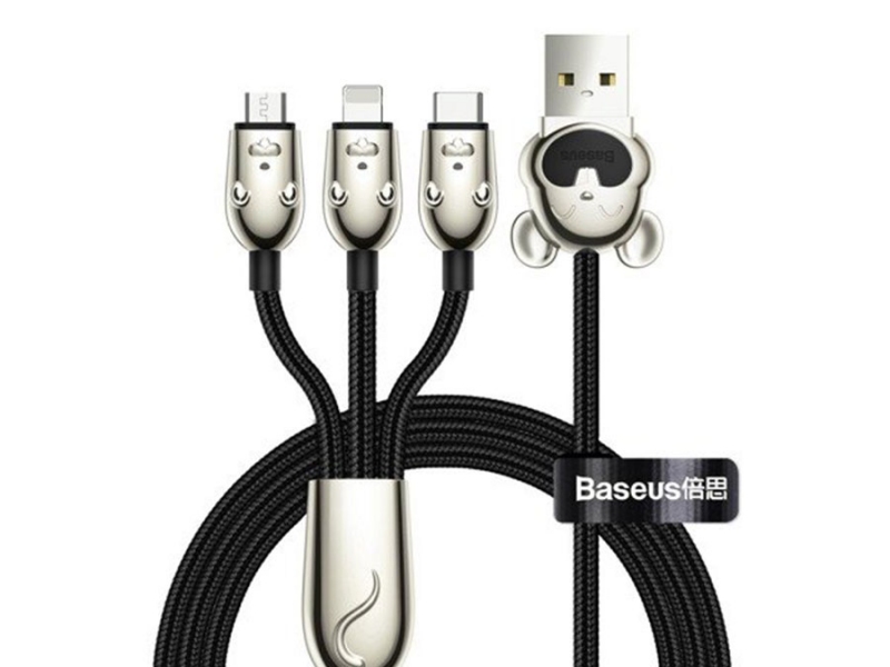 کابل سه سر طرحدار بیسوس Baseus Three Mouse 3-in-1 Cable 1.2m
