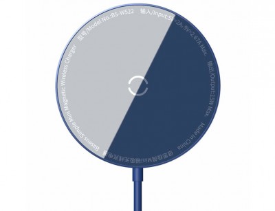 شارژر وایرلس مگنتی بیسوس WXJK-H03	Baseus Simple Mini Magnetic Wireless Charger(suit for IP12 with Type-C cable 1.5m) Blue