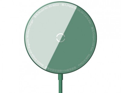شارژر وایرلس مگنتی بیسوسWXJK-H06	Baseus Simple Mini Magnetic Wireless Charger(suit for IP12 with Type-C cable 1.5m) Green