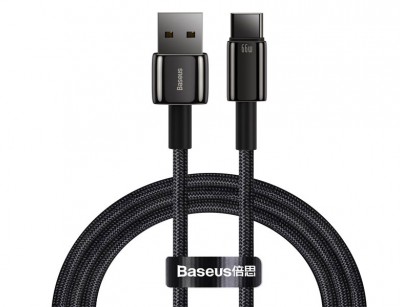 کابل فست شارژ یو اس بی به تایپ سی Baseus Tungsten Gold Fast Charging CATWJ-B01 به طول 1 متر و توان 66 وات