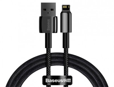 کابل و لایتنینگ فست شارژ USB به IP 2.4A یک متری بیسوس Baseus Tungsten Gold Fast Charging Data Cable CALWJ-01