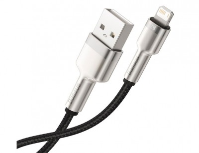 کابل لایتنینگ فست شارژر USB به IP 2.4A بیسوس  Baseus Cafule Series Metal Data Cable CALJK-01 به طول 0.25 متر