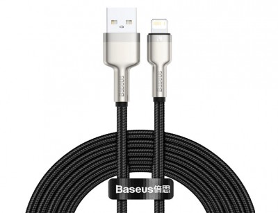 کابل لایتنینگ فست شارژر USB به IP 2.4A بیسوس  Baseus Cafule Series Metal Data Cable CALJK-B01 به طول 2 متر