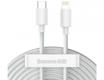 کابل لایتنینگ فست شارژر USB به IP PD بیسوس  Baseus Simple Wisdom Data Cable TZCATLZJ-02 به طول 1.5 متر و توان 20 وات(پک دوتایی)