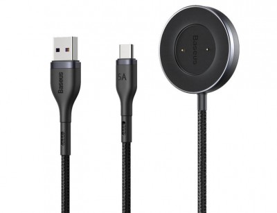کابل شارژ دو کاره USB به USB Type C + شارژر بی سیم ساعت  Huawei / Honor بیسوس Baseus Cafule Series One-for-two Data Cable CA1T2-G1 با توان 40 وات