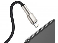 کابل لایتنینگ فست شارژر USB به IP 2.4A بیسوس  Baseus Cafule Series Metal Data Cable CALJK-01 به طول 0.25 متری