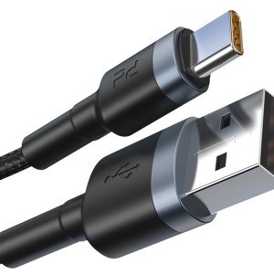 کابل دو سر تایپ سی/یو اس بی به لایتنینگ بیسوس Baseus cafule USB+Type-C 2-in-1 PD Cable CATKLF-ELG1 به طول 1.2 متر و توان 20 وات