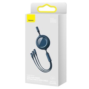 کابل سه سر جمع شونده Baseus Bright Mirror Data Type-C به  M+L+C به طول 1.2 متر و توان 100 وات CAMLC-AMJ01