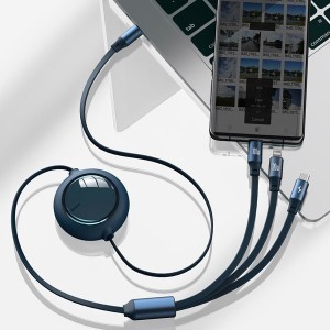 کابل سه سر جمع شونده Baseus Bright Mirror Data Type-C به  M+L+C به طول 1.2 متر و توان 100 وات CAMLC-AMJ01