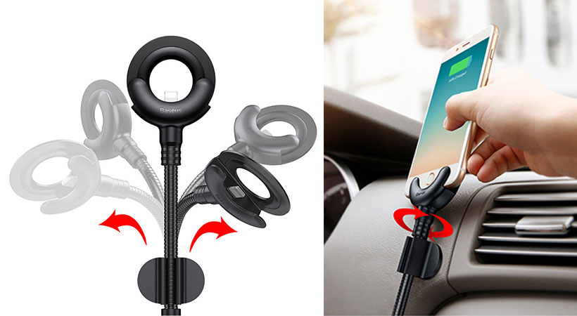 هولدر لایتنینگ بیسوس Baseus O-Type Car Mount Cable