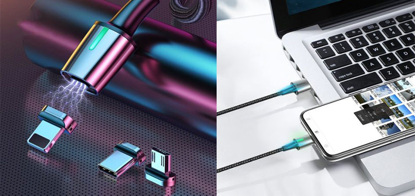کابل شارژ سه سر آهنربایی بیسوس Zinc magnetic Cable Kit