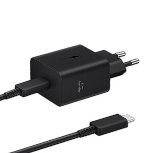 شارژر دیواری 45 وات سامسونگ با اتصال به پریز 2 پین مدل EP-T4511 Low Standby به همراه کابل USB-C به طول 1.8 متر