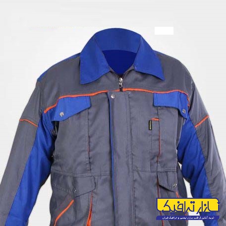 لباس کار طرح بوفالو طوسی آبی