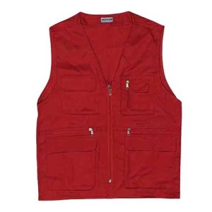 جلیقه خبرنگاری چهار جیب پارچه کج راه قرمز