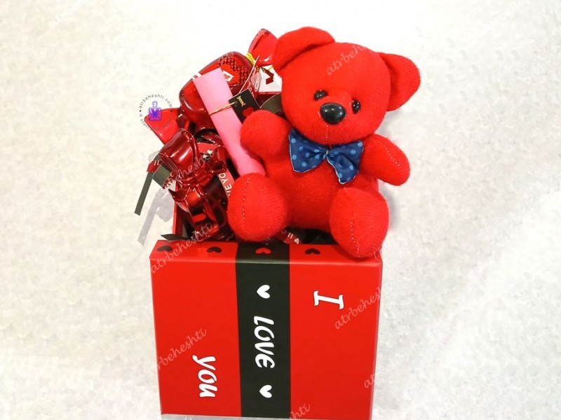 پک ولنتاین عروسک و شکلات و عطر (ارسال رایگان) - کد 1