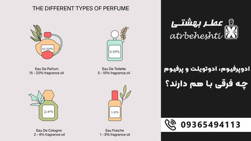 فرق عطر ادوپرفیوم، ادو تویلت و پرفیوم