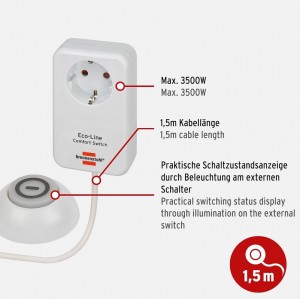 آداپتور با سوئیچ پایی و کابل اتصال 1.5 متری برننشتول مدل 1508220