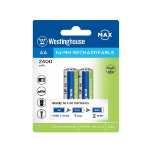 باتری قابل شارژ قلمی وستینگهاوس مدل NH-AA2400ARBP2 بستهی 2 عددی