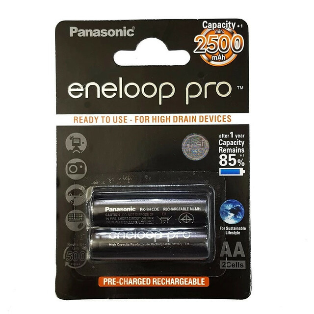 باتری قلمی قابل شارژ پاناسونیک مدل  Panasonic Eneloop Pro BK-3HCDE بسته 2 عددی در بروزکالا