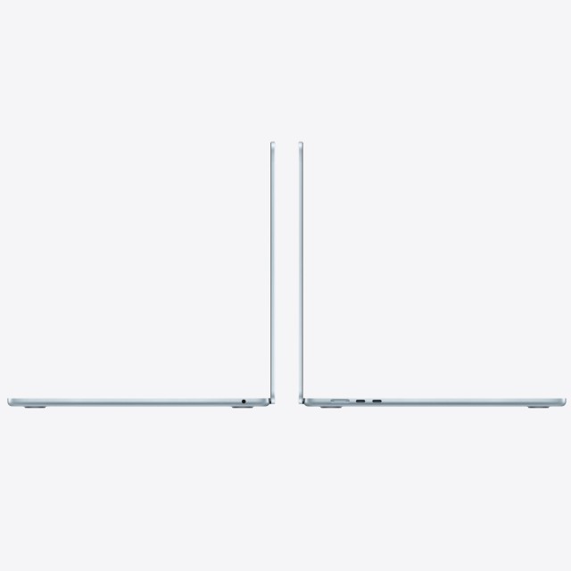 MDVQ4 مک بوک ایر M5 15 اینچ آبی آسمانی؛ نمای دو سمت بدنه و درگاه&zwnj;های MDVQ4