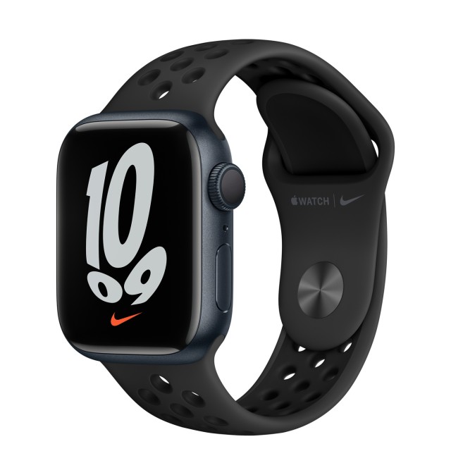 ساعت هوشمند اپل سری 7 سایز 41 با بند سیلیکون نایک میدنایت مدل Apple Watch S7 Nike Midnight 41mm در بروزکالا
