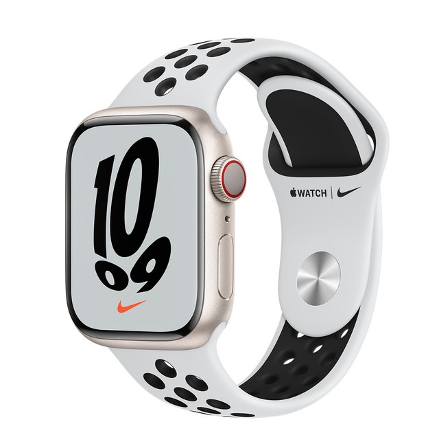 ساعت هوشمند اپل سری 7 سایز 41 با بند سیلیکون نایک استارلایت مدل Apple Watch S7 Nike Starlight 41mm در بروزکالا