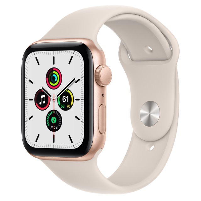 ساعت هوشمند اپل سری se سایز 44 با بند سیلیکون استارلایت مدل Apple Watch Se starlight 44mm در بروزکالا