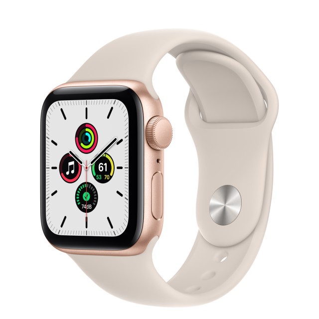 ساعت هوشمند اپل سری se سایز 40 با بند سیلیکون استارلایت مدل Apple Watch Se starlight 40mm در بروزکالا