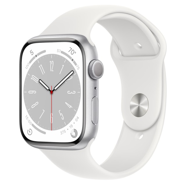 ساعت هوشمند اپل سری 8 سایز 45 با بند سیلیکون سیلور مدل Apple Watch S8 SILVER 45mm در بروزکالا