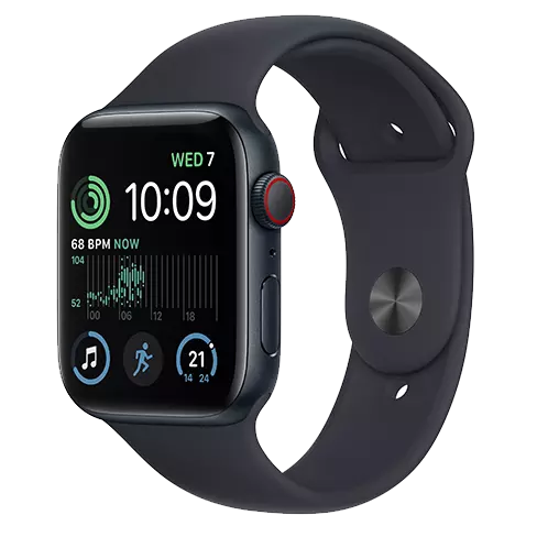 ساعت هوشمند اپل سری SE2 سایز 44 با بند سیلیکون میدنایت مدل Apple Watch SE2 New Midnight Band 44mm در بروزکالا