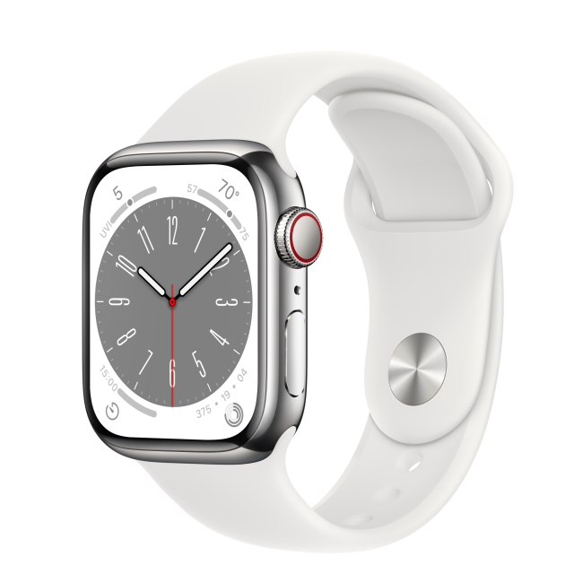 ساعت هوشمند اپل سری 8 سایز 41 با بند سیلیکون مدل Apple Watch S8 SILVER 41mm در بروزکالا