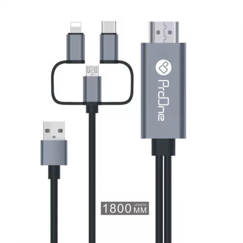 کابل تبدیل  USB-C / microUSB / Lightning به HDMI  پرووان مدل PCH70 در بروزکالا