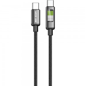 کابل شارژ Type-C به Type-C گرین لاین مدل Green Lion Led Braided Cable GNLEDTC2TCBK طول 1 متر در بروزکالا