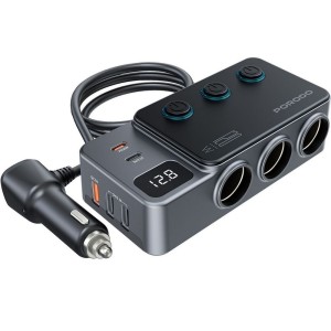 اینورتر و مبدل برق خودرو پرودو مدل Porodo 120W Car Charger Hub PDFWCH070DG در بروزکالا