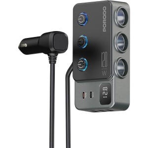 اینورتر و مبدل برق خودرو پرودو مدل Porodo 120W Car Charger Hub PDFWCH070DG در بروزکالا